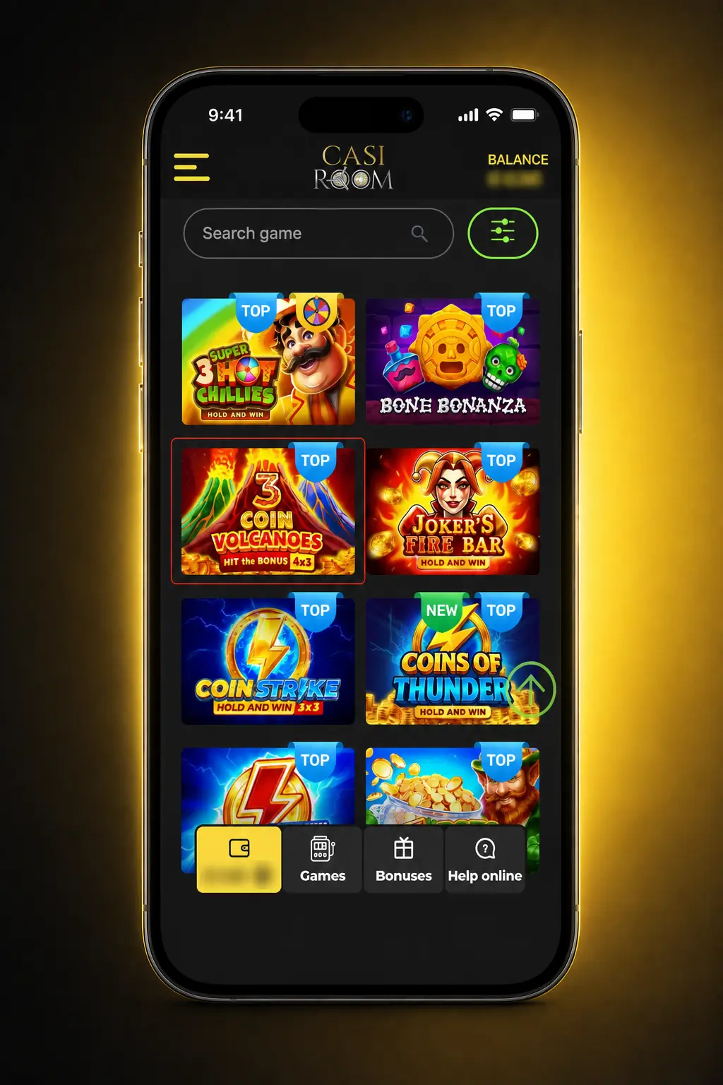 Casiroom casino gameplay after first deposit with slots, crash games, live casino and stake controls