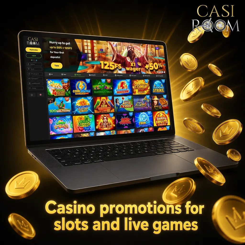 Casiroom casino bonus cards for 2026 showing slots, live games, free spins, reloads and cashback offers