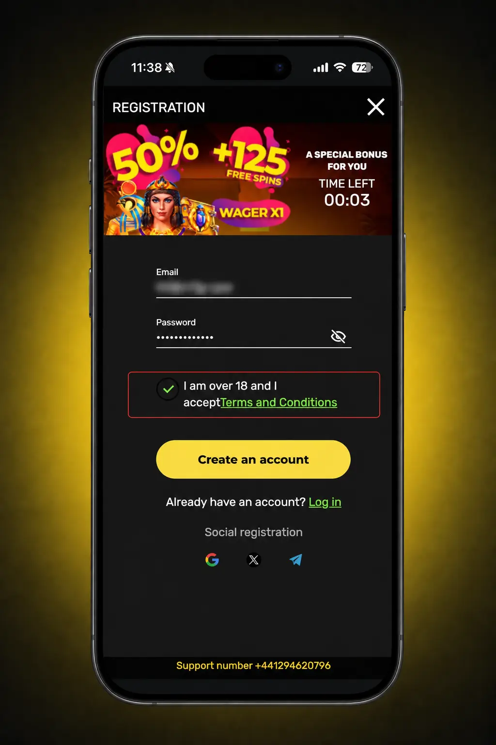 Casiroom registration steps for UK players showing signup details, GBP currency and verification code